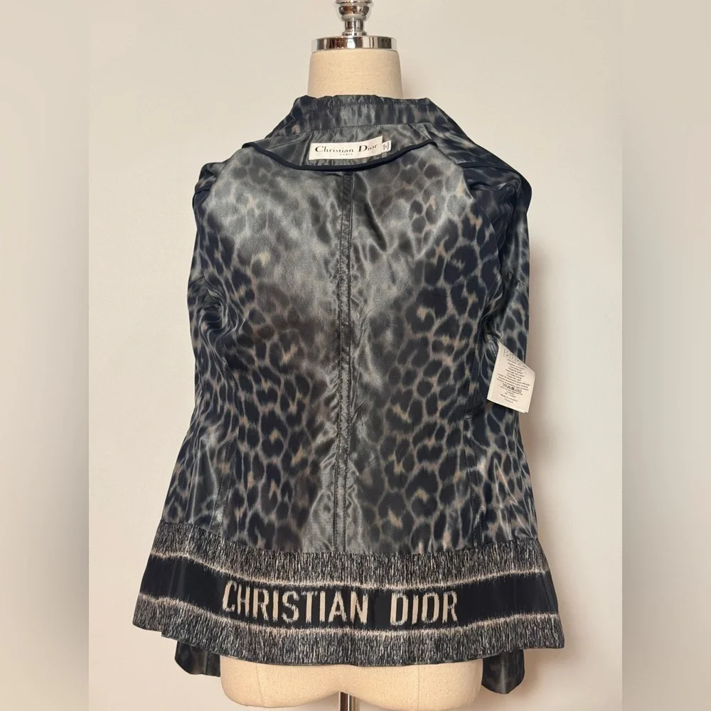 Christian Dior Women's Bar Silk Grey Leopard Blazer Size 2